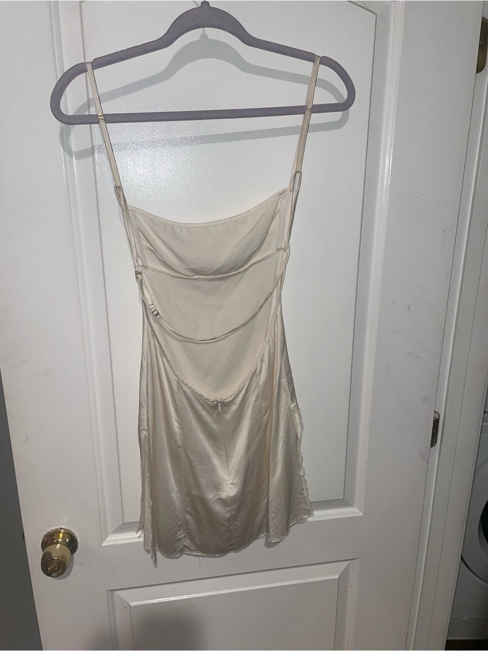 New! ARE YOU AM I Missi Satin Slip Mini Dress Off White 🤍 XS - Picture 8 of 11